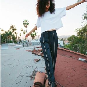 THE KOOPLES Rhinestone Trim T-Shirt White Shoulder Embellished Short Sleeve